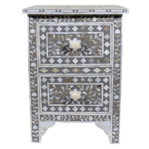 indian bone inlay bedside table